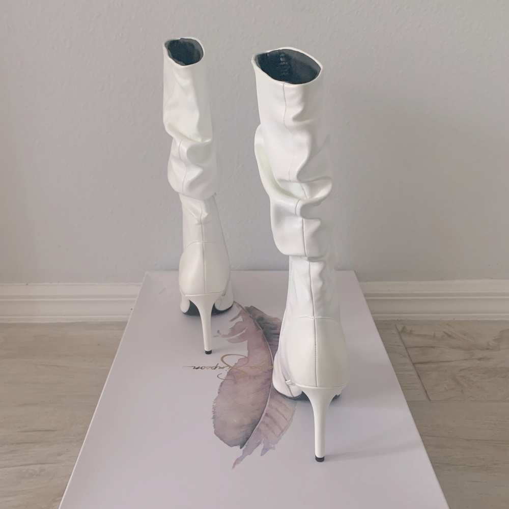 Jessica Simpson White Lyndy Slouch Boots, high boots w high heel, off white - Picture 6 of 11